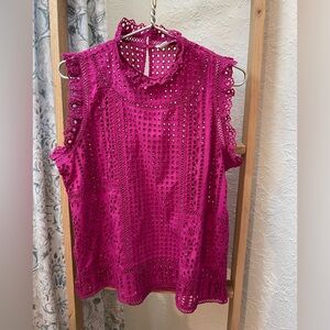 Sundance Magenta Eyelet Sleeveless Top